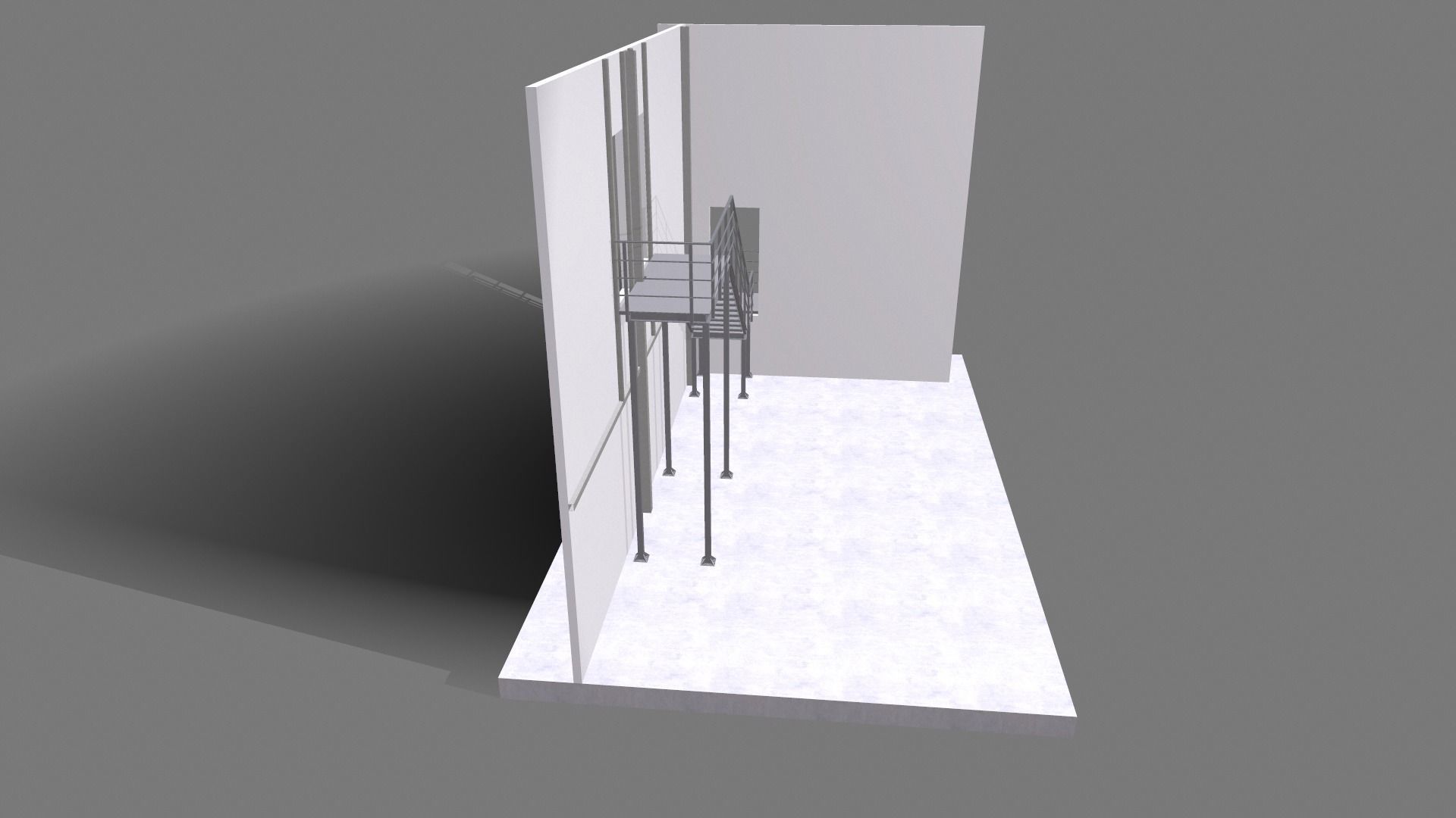 Attached metal staircase to the second floor 3D model_6