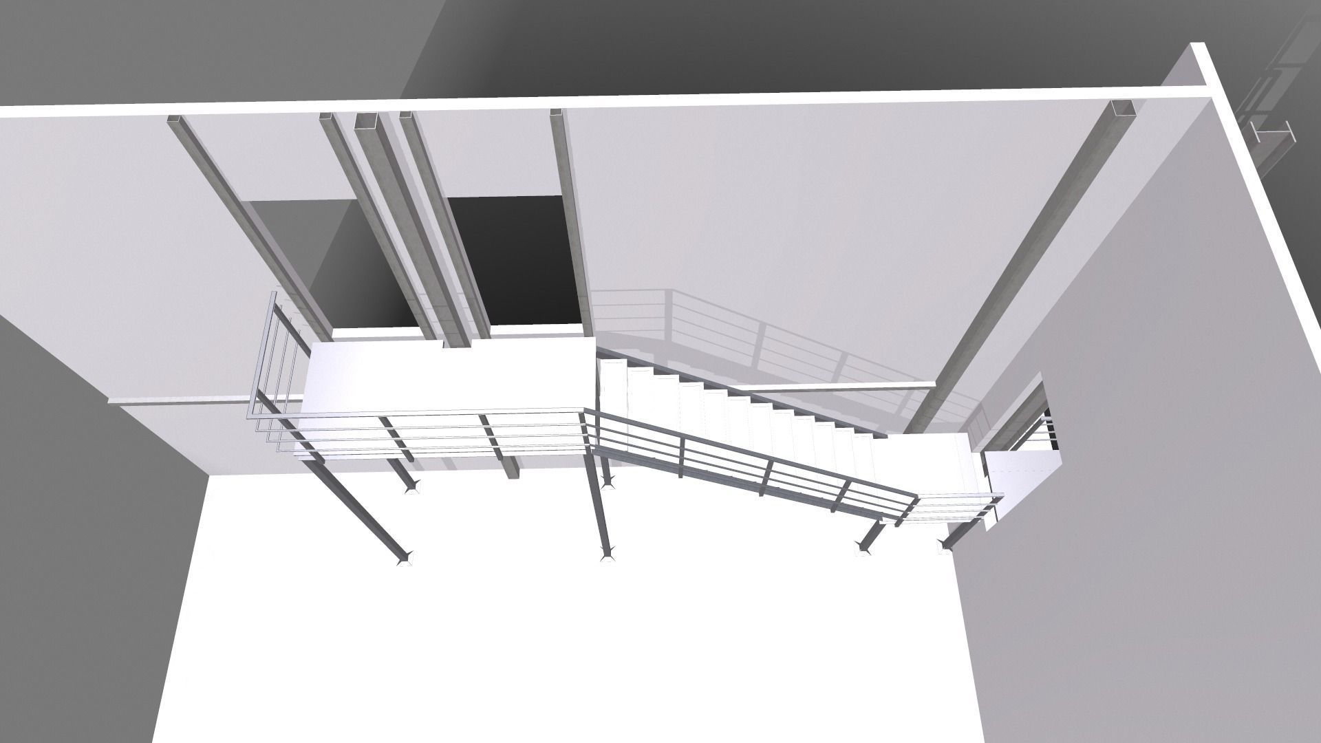 Attached metal staircase to the second floor 3D model_9