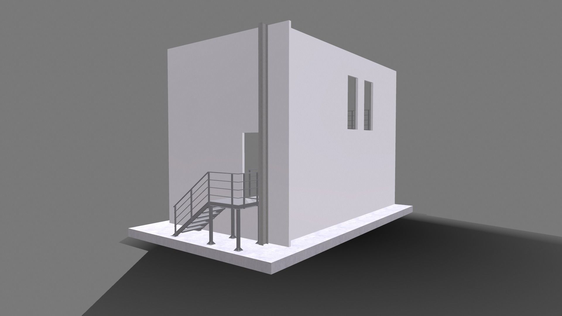 Attached metal staircase to the second floor 3D model_10