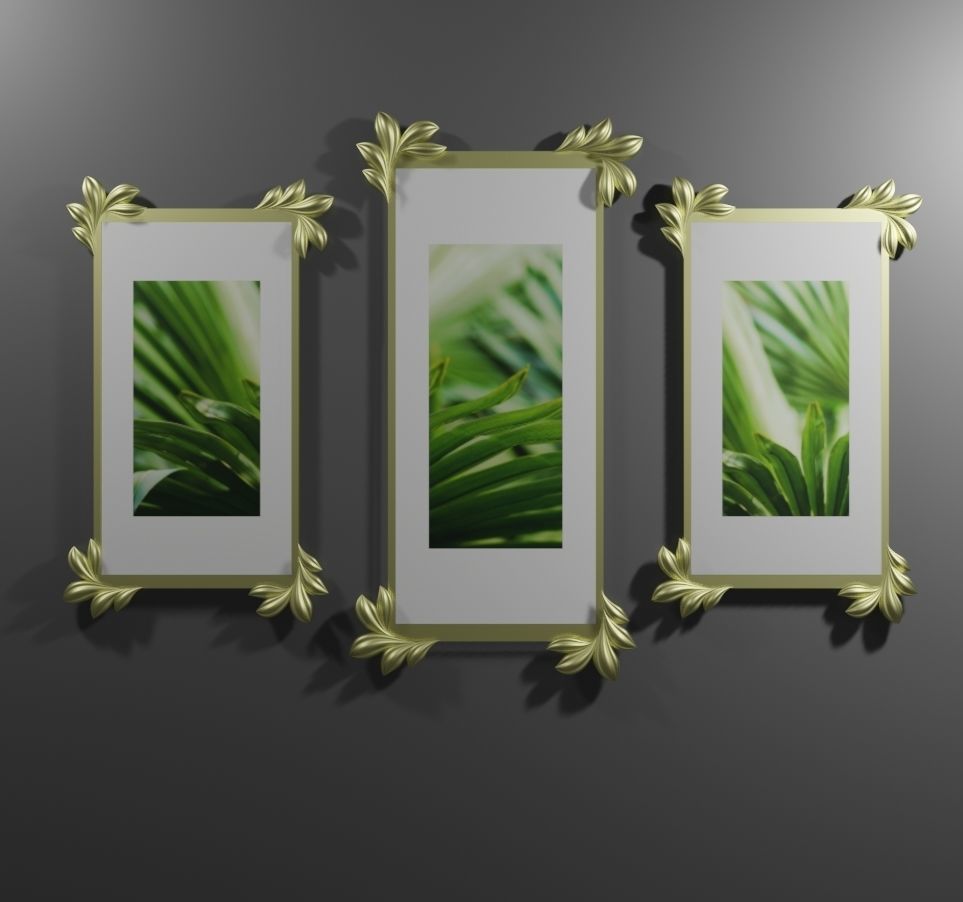 Wall decor photoframes Low-poly 3D model_4