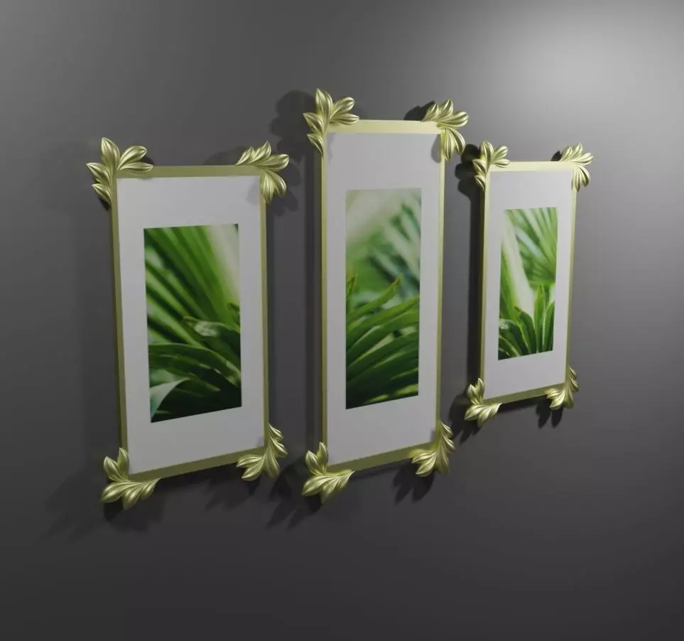 Wall decor photoframes Low-poly 3D model_0