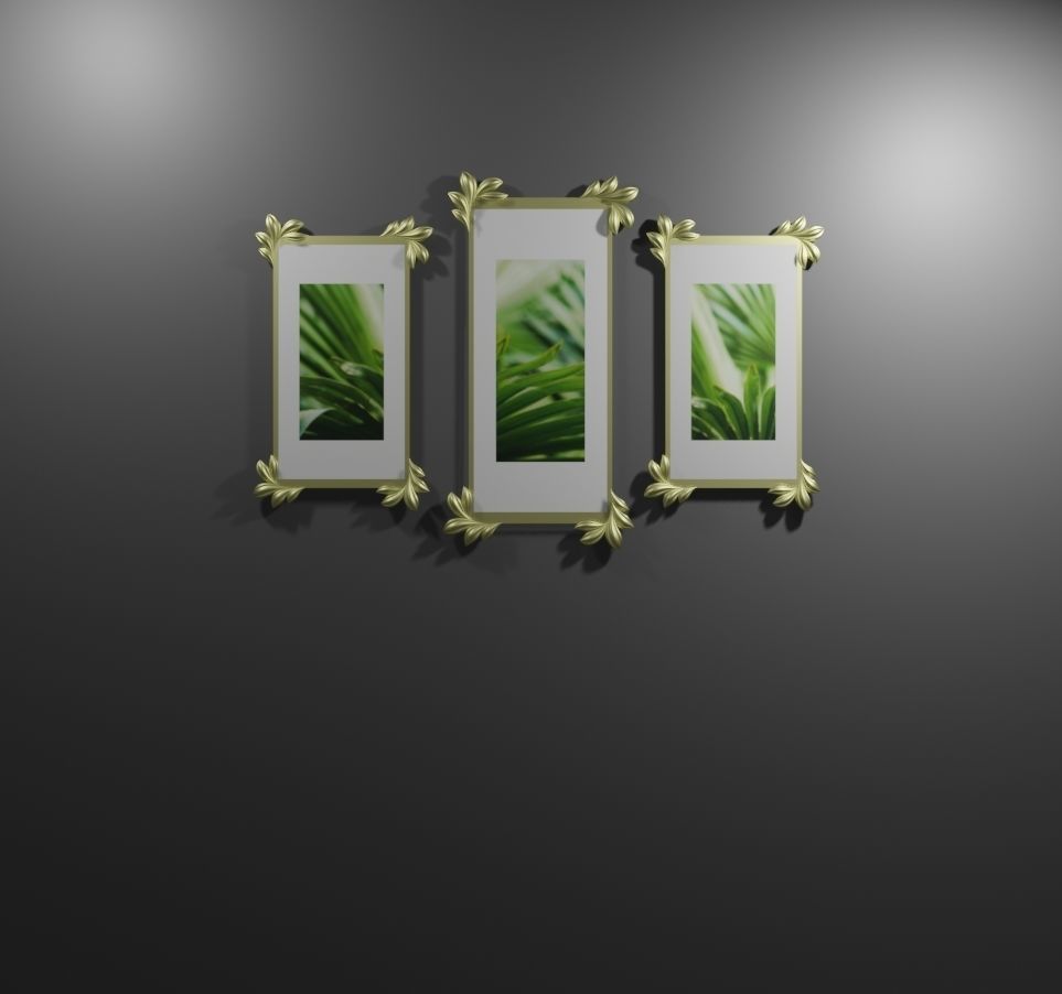 Wall decor photoframes Low-poly 3D model_3