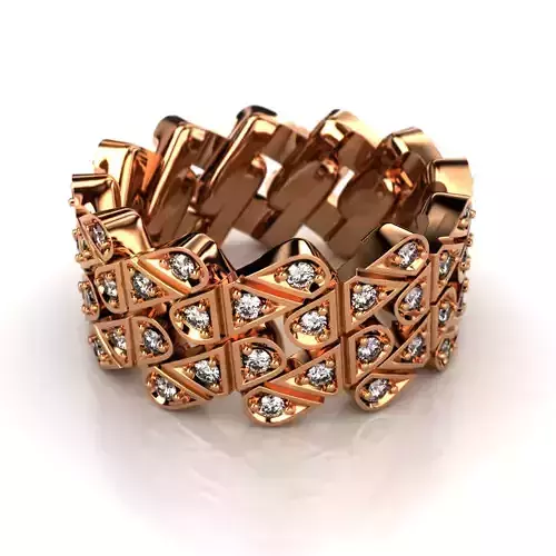 LinkChain-ring rose gold ring with diamonds