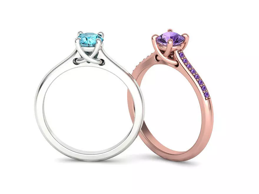Solitaire Ring Half Carat Stone Two versions with discount 3D Model Collection_0