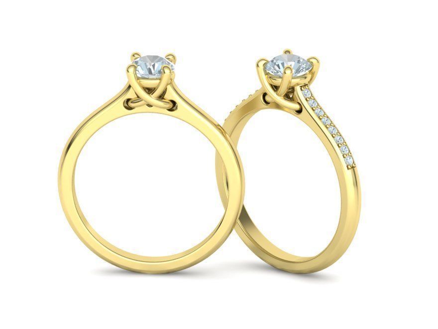 Solitaire Ring Half Carat Stone Two versions with discount 3D Model Collection_4