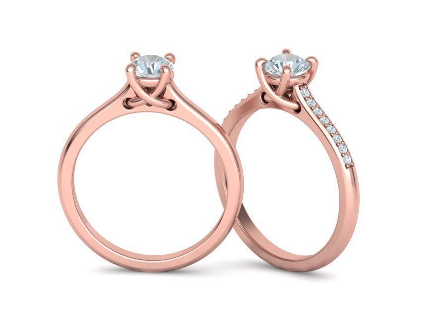 Solitaire Ring Half Carat Stone Two versions with discount 3D Model Collection_3