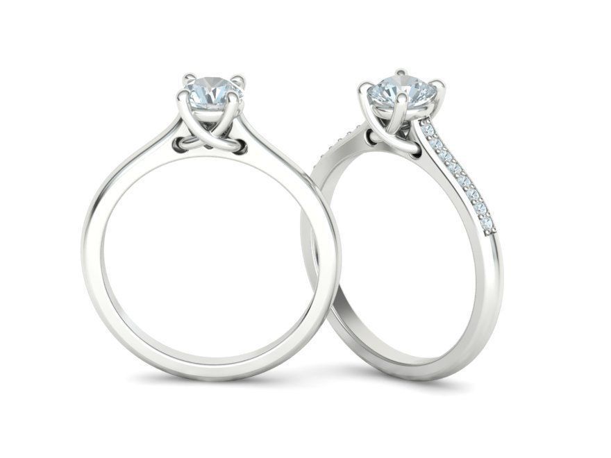 Solitaire Ring Half Carat Stone Two versions with discount 3D Model Collection_2