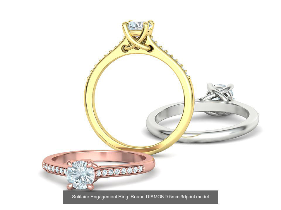 Solitaire Ring Half Carat Stone Two versions with discount 3D Model Collection_6