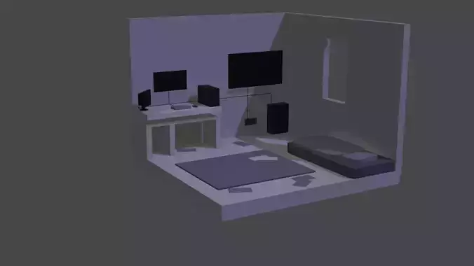 Isometric game-ready Bedroom 