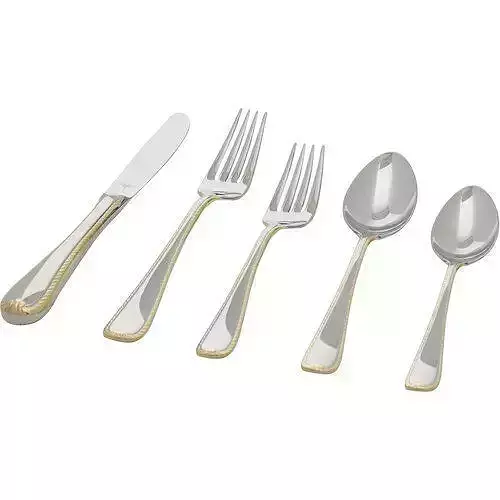 Golden Ribbon Edge Flatware Set 3D model