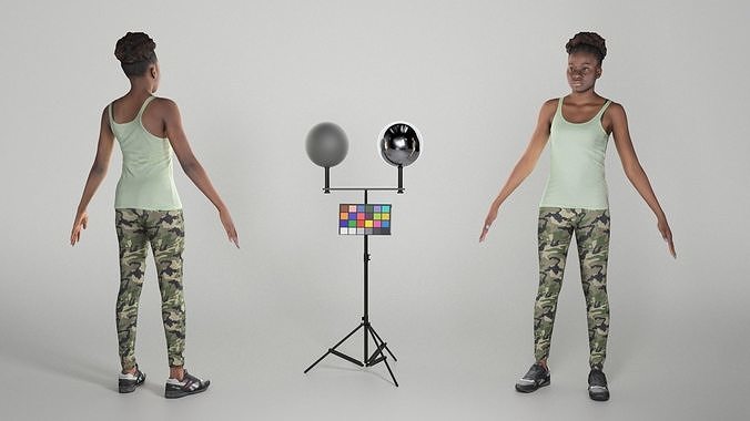 Sporty young woman in A-pose 278 Low-poly 3D model