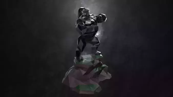 Low Poly Gorilla man on rock