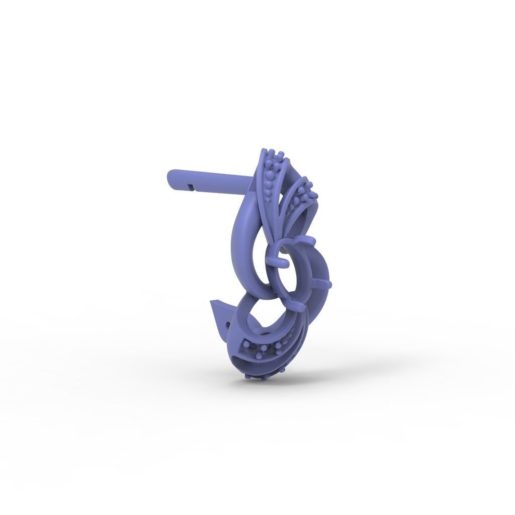 Women earrings with gems CAD 3dm stl 3D print model_26