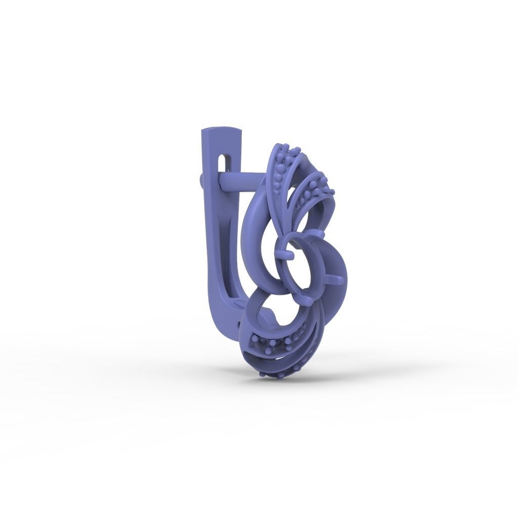 Women earrings with gems CAD 3dm stl 3D print model_36