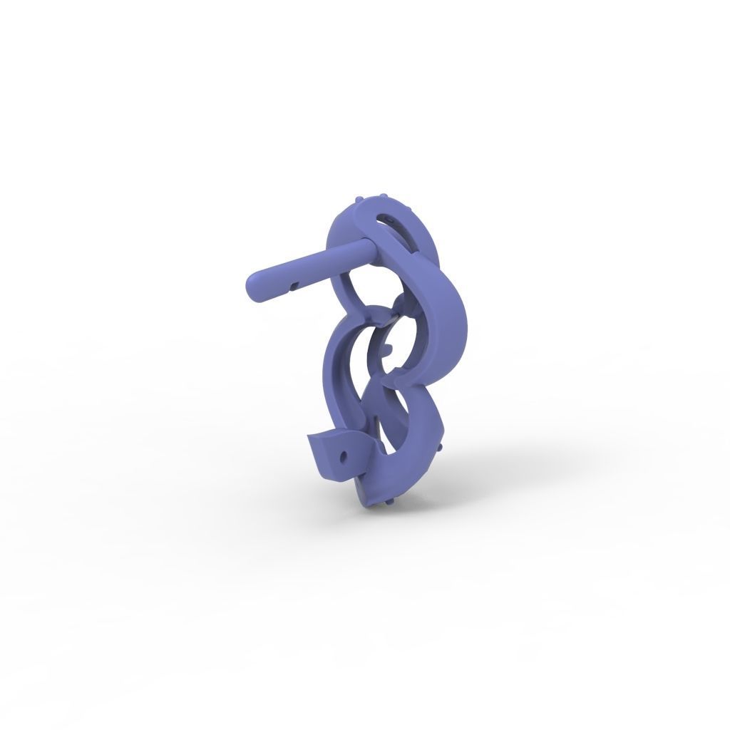 Women earrings with gems CAD 3dm stl 3D print model_31