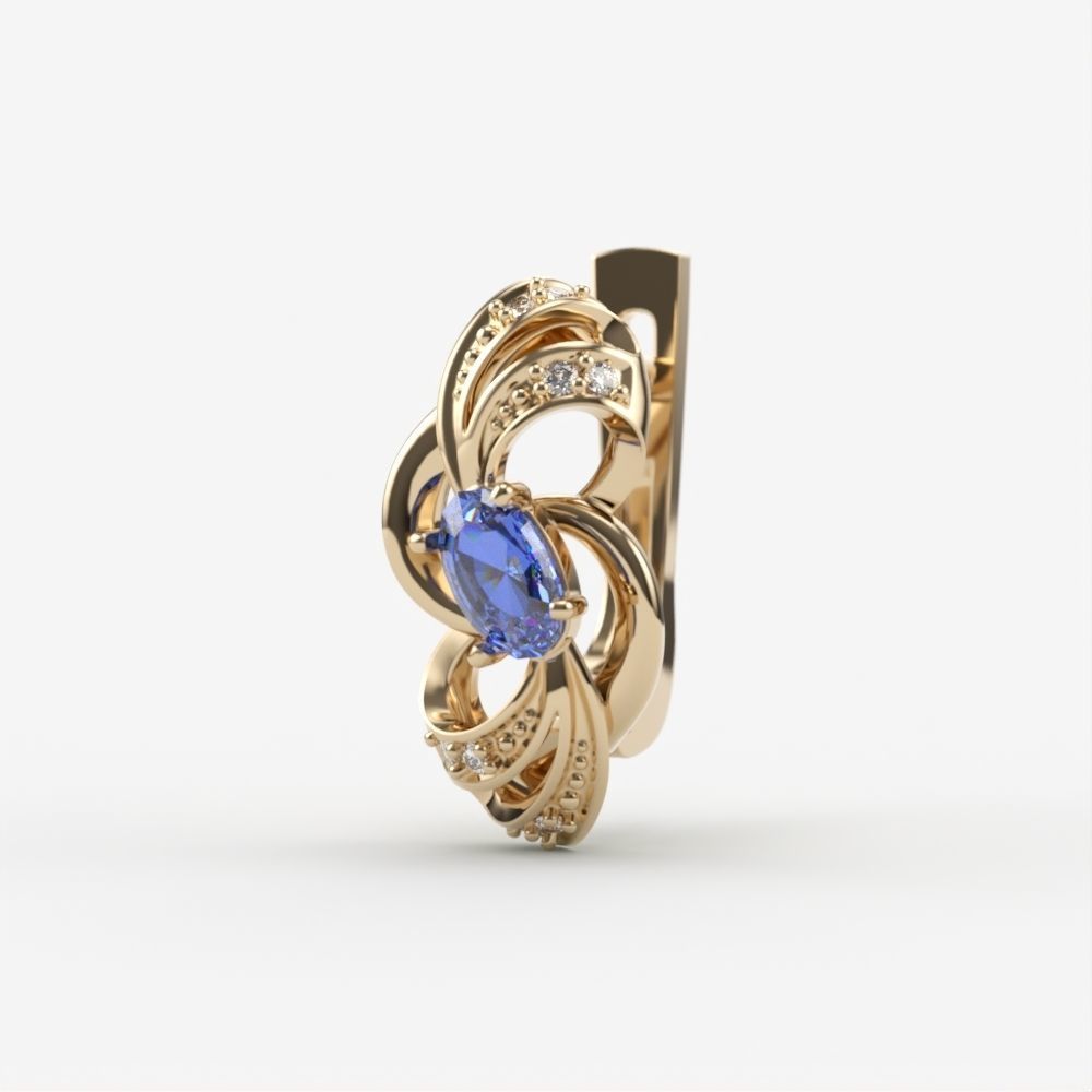 Women earrings with gems CAD 3dm stl 3D print model_1