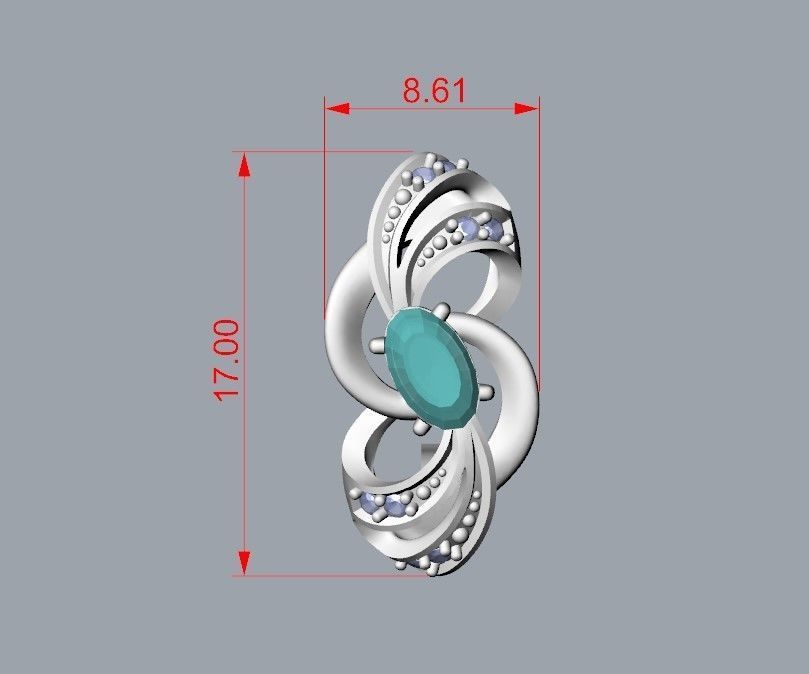 Women earrings with gems CAD 3dm stl 3D print model_22