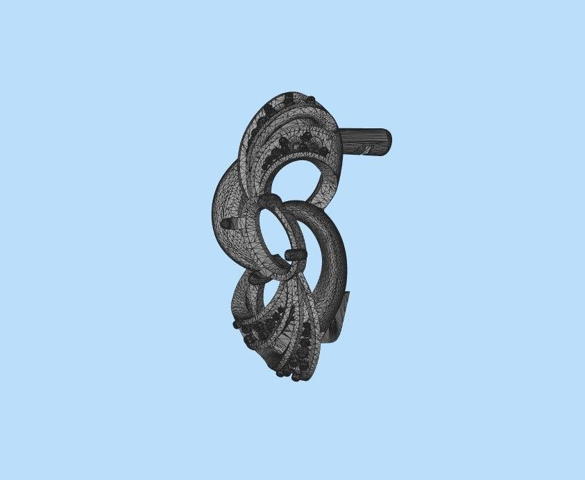 Women earrings with gems CAD 3dm stl 3D print model_44