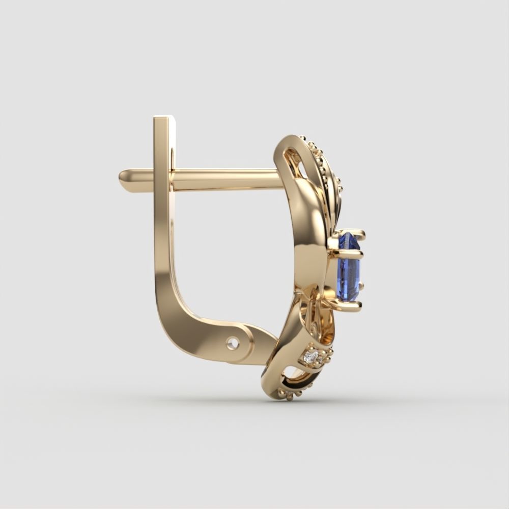 Women earrings with gems CAD 3dm stl 3D print model_5