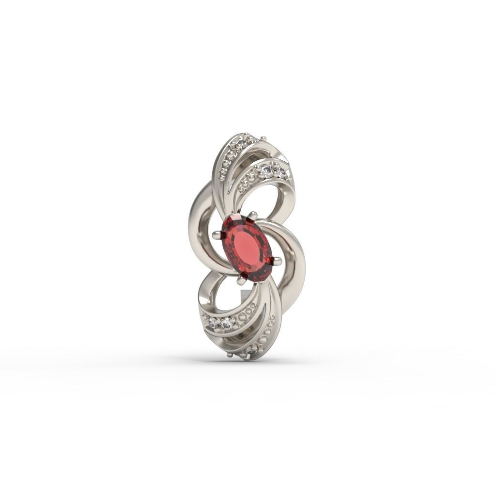 Women earrings with gems CAD 3dm stl 3D print model_13