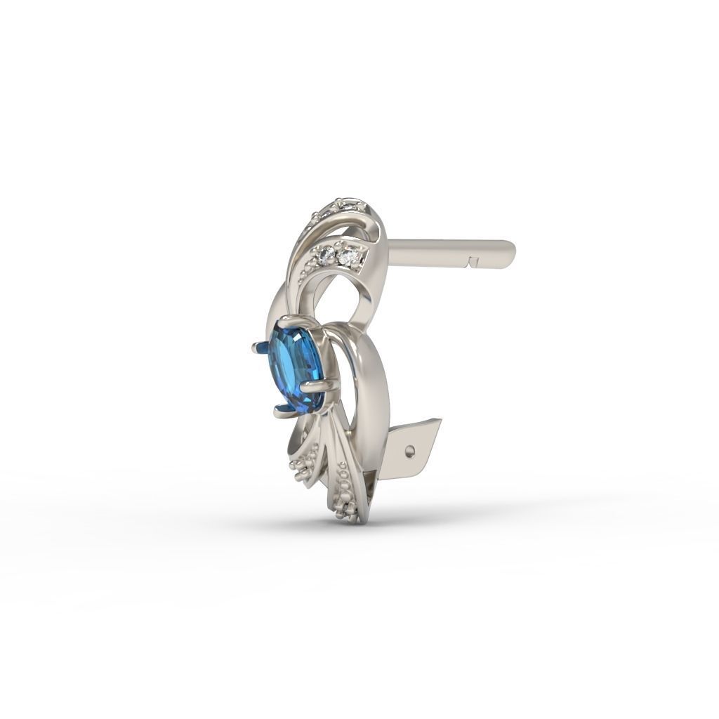 Women earrings with gems CAD 3dm stl 3D print model_16