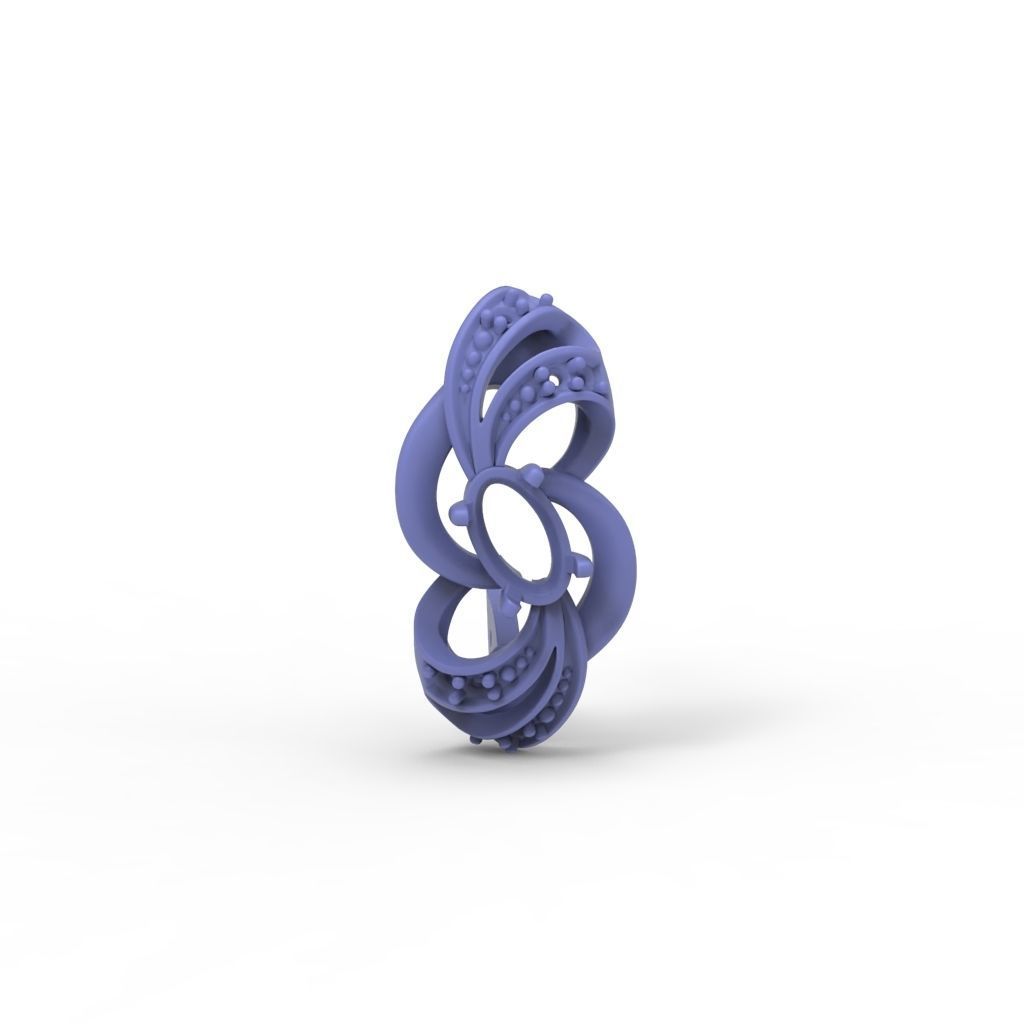 Women earrings with gems CAD 3dm stl 3D print model_27