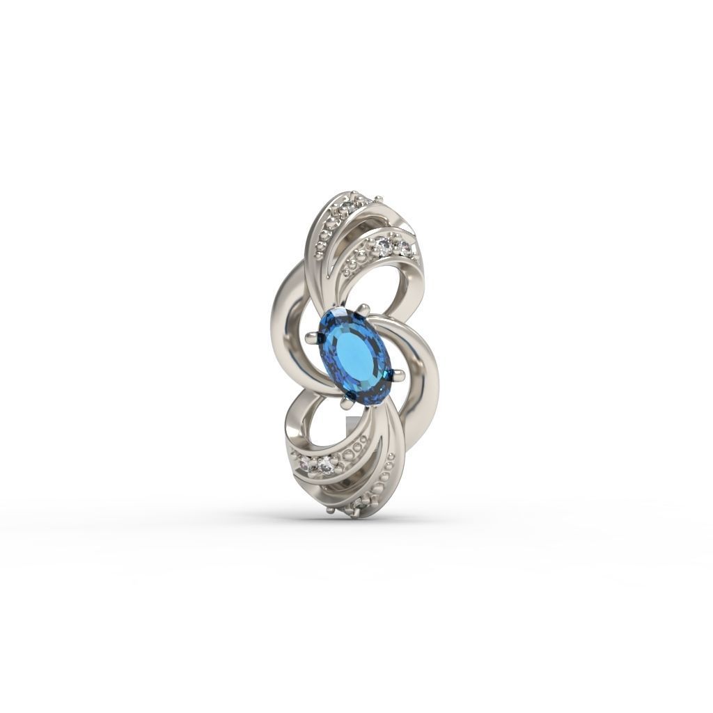 Women earrings with gems CAD 3dm stl 3D print model_10