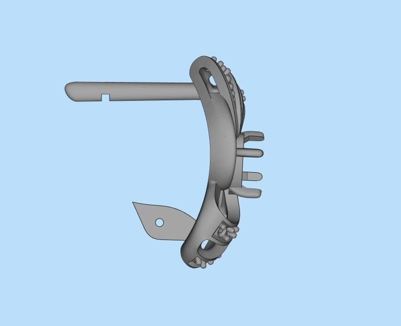 Women earrings with gems CAD 3dm stl 3D print model_41