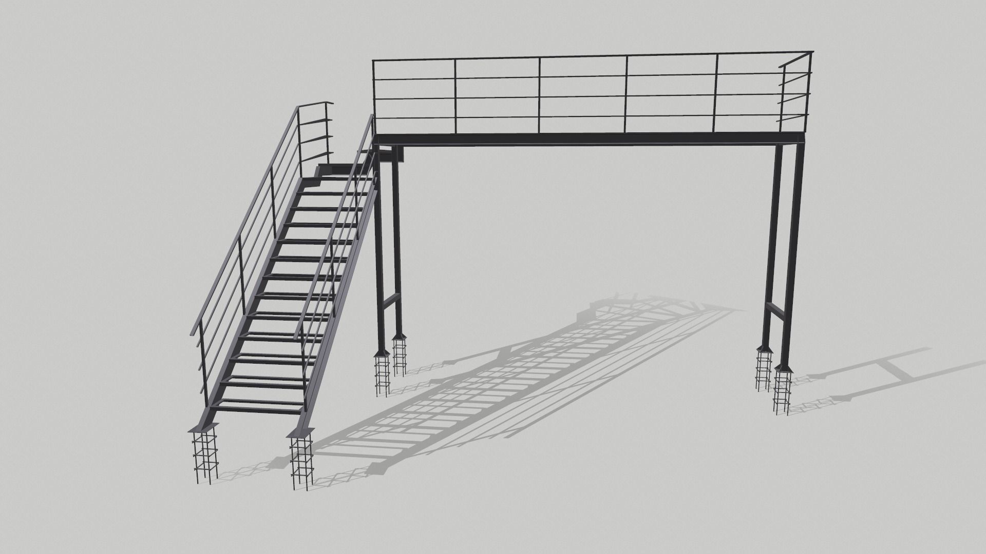 Fire ladder and platform 3D model_2