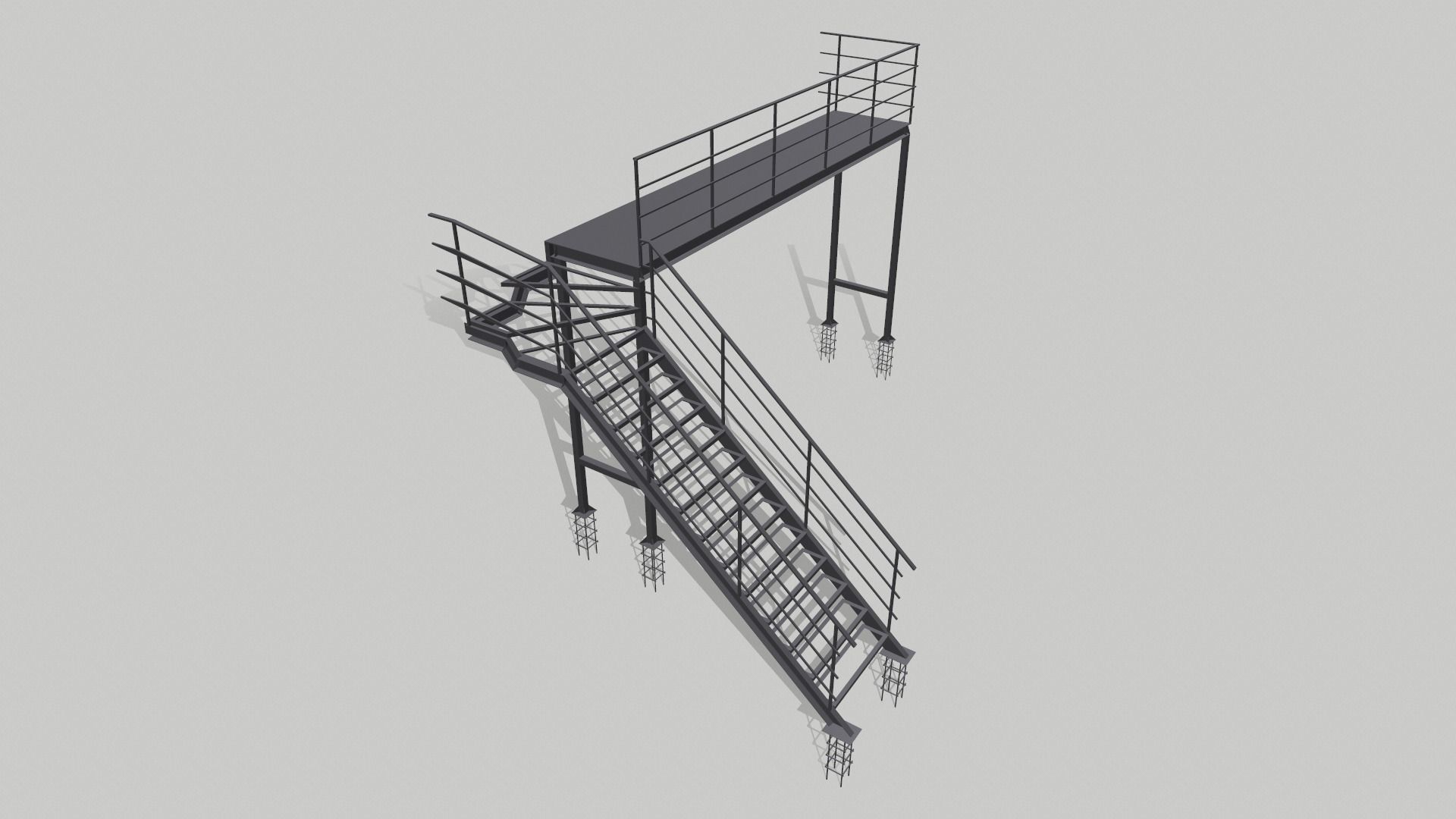 Fire ladder and platform 3D model_6