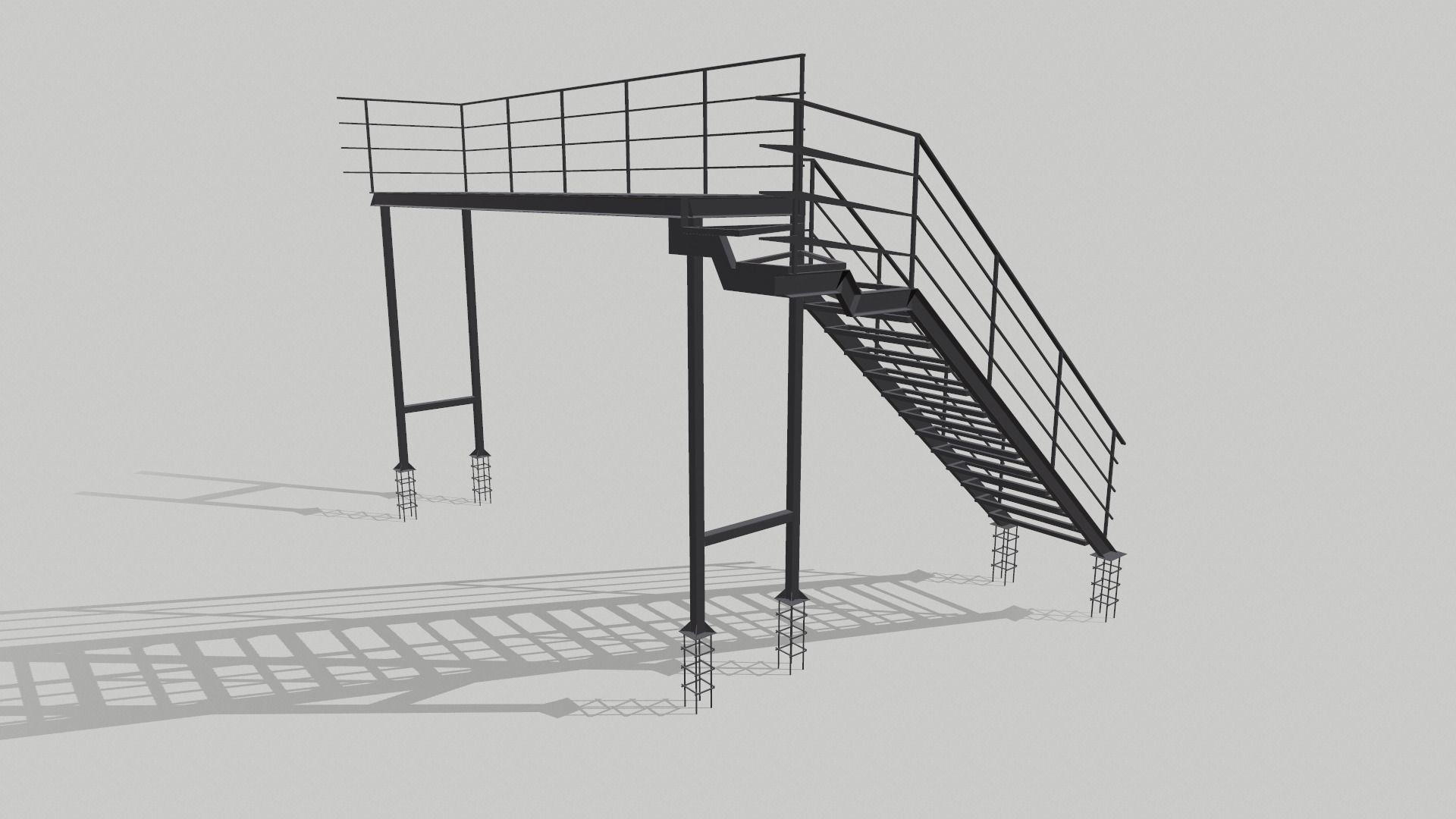 Fire ladder and platform 3D model_5