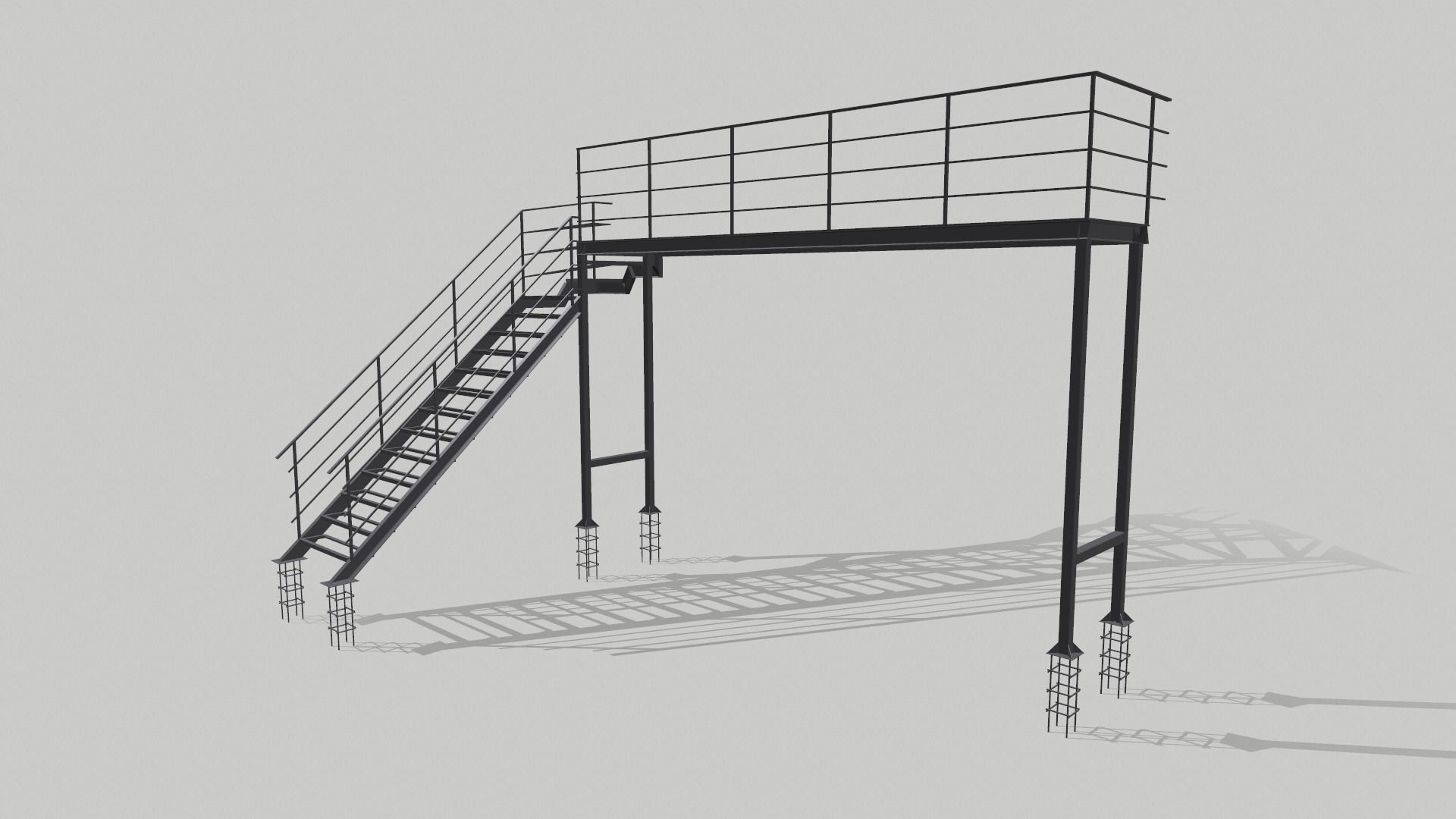 Fire ladder and platform 3D model_3