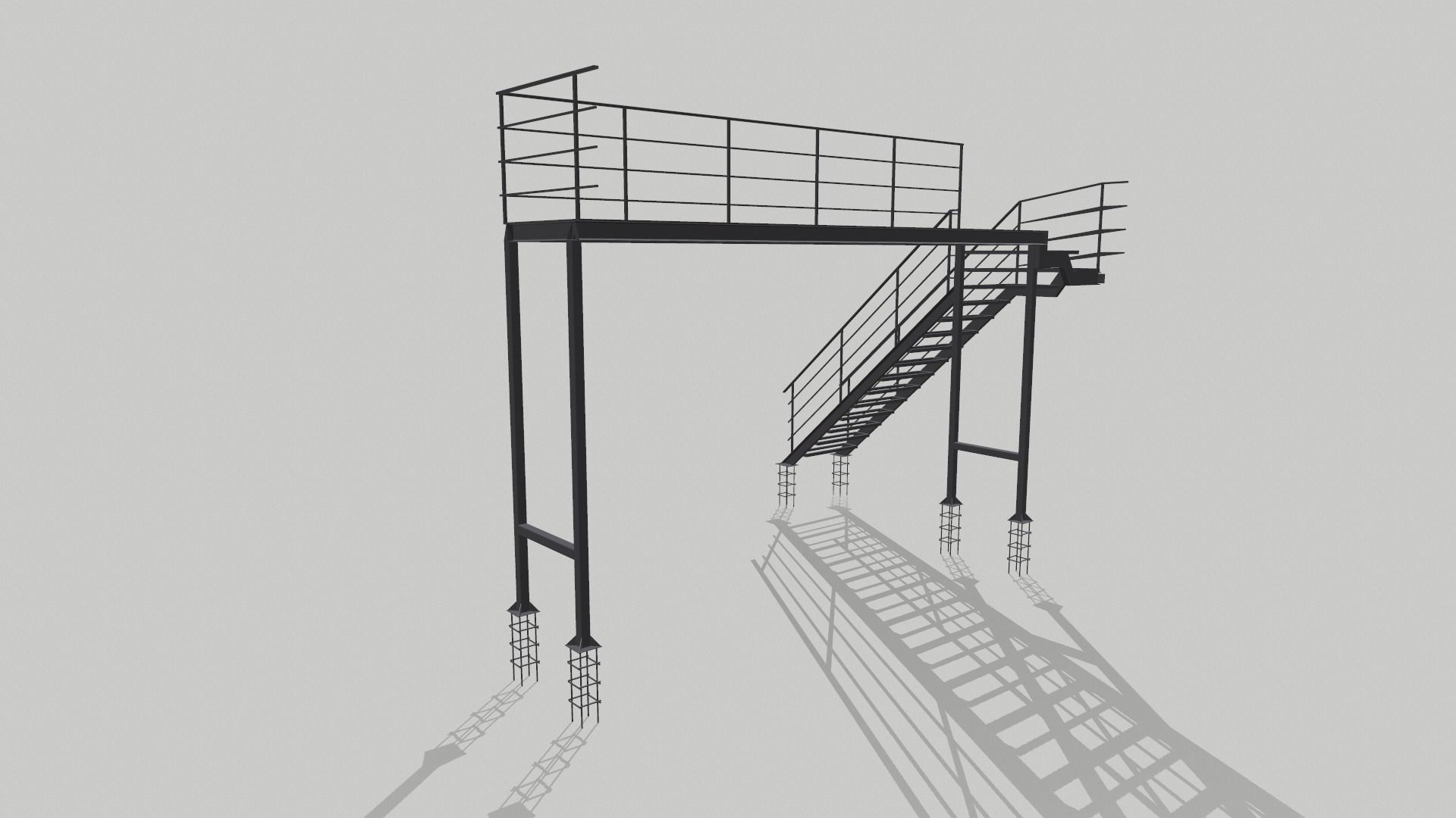 Fire ladder and platform 3D model_4