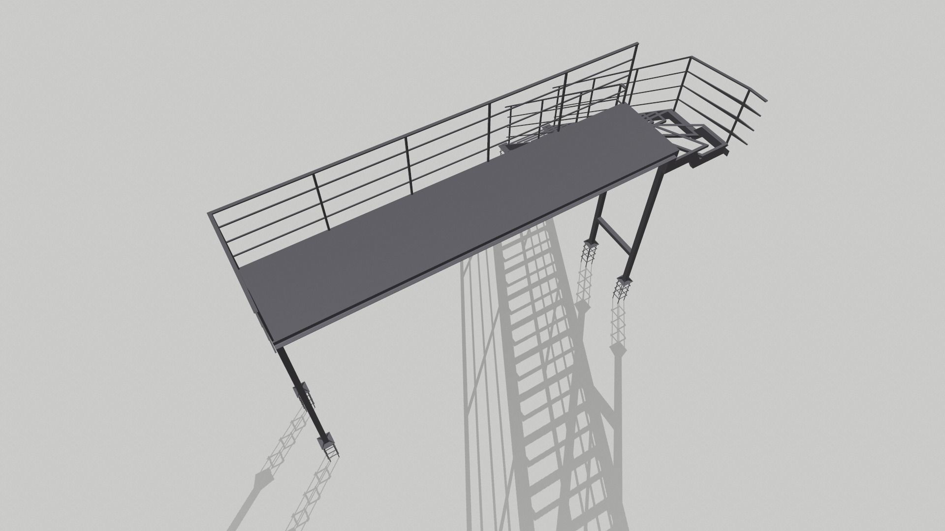 Fire ladder and platform 3D model_7