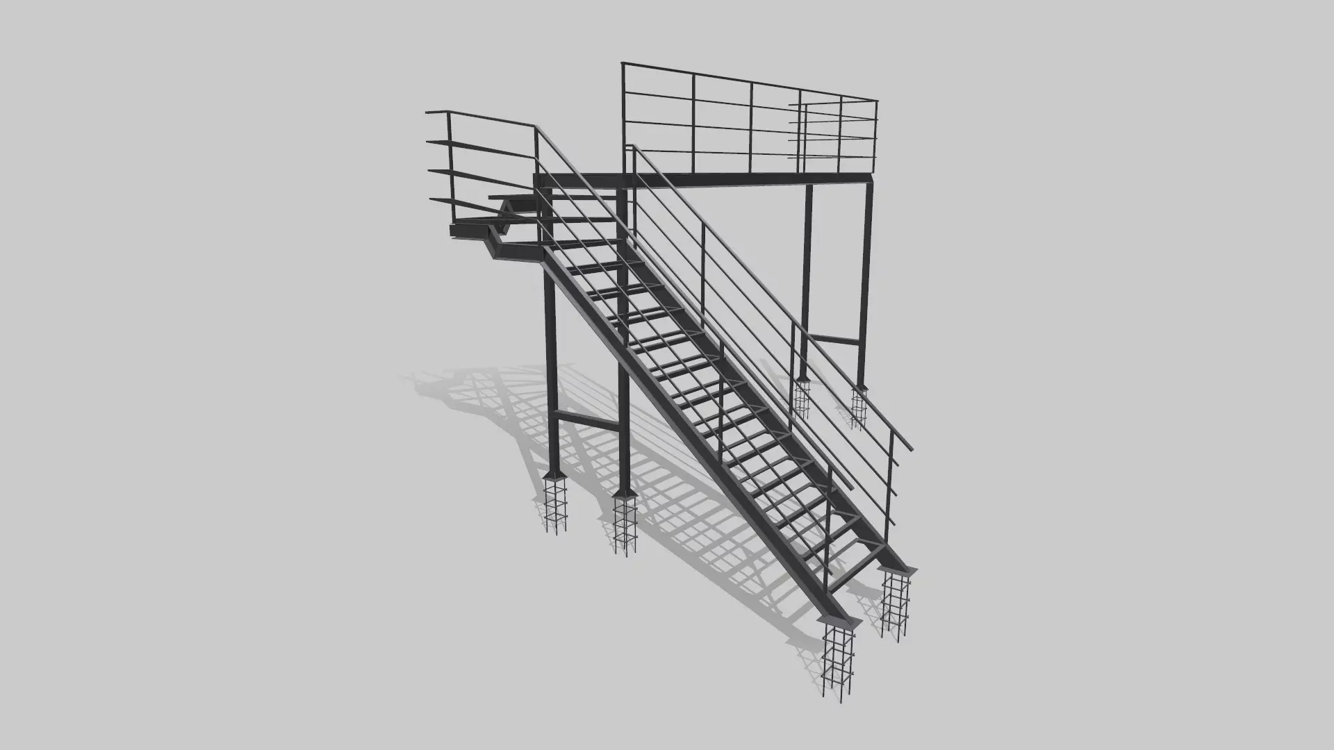 Fire ladder and platform 3D model_0