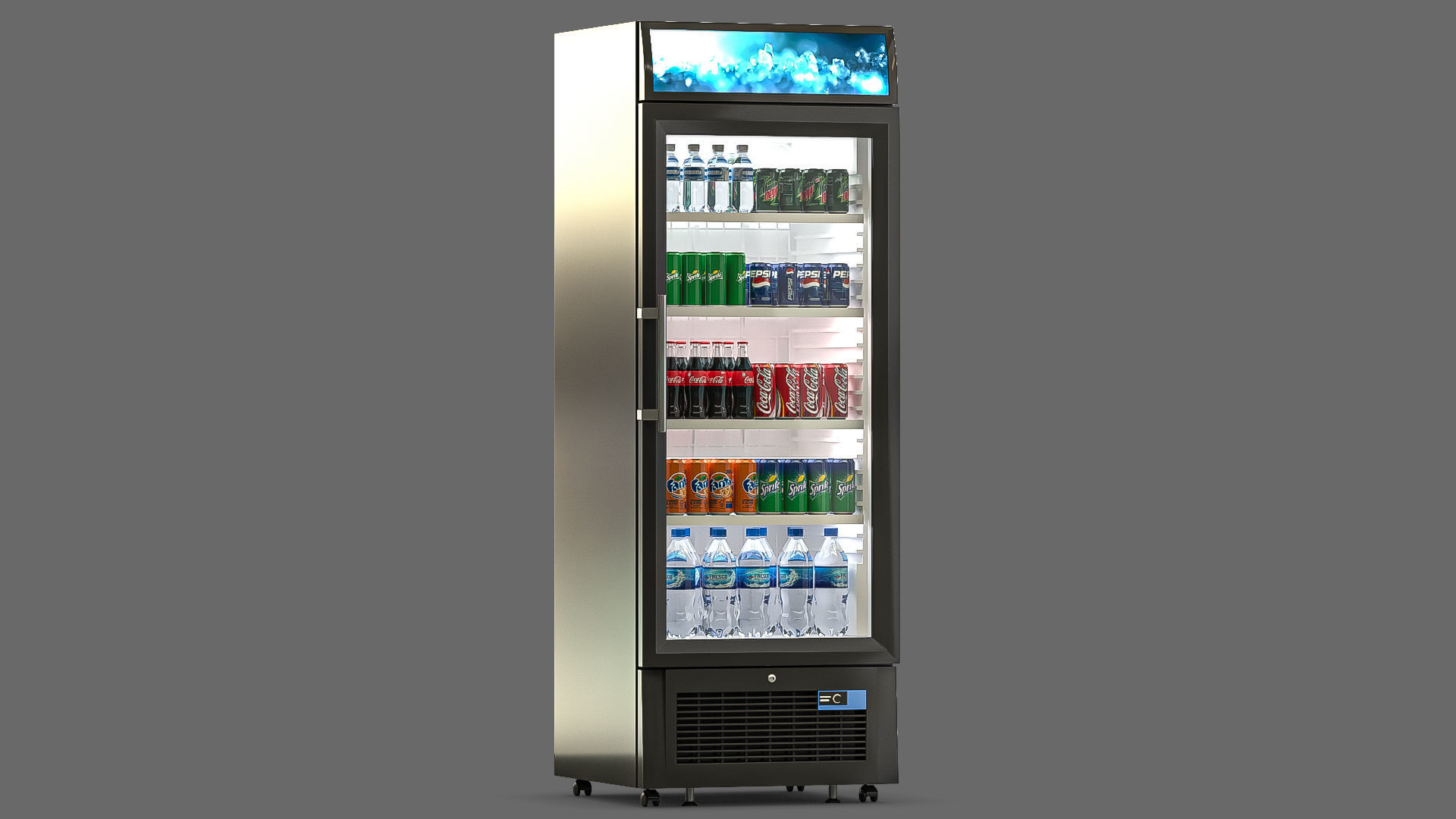 Fridge with Drinks 3D model_3