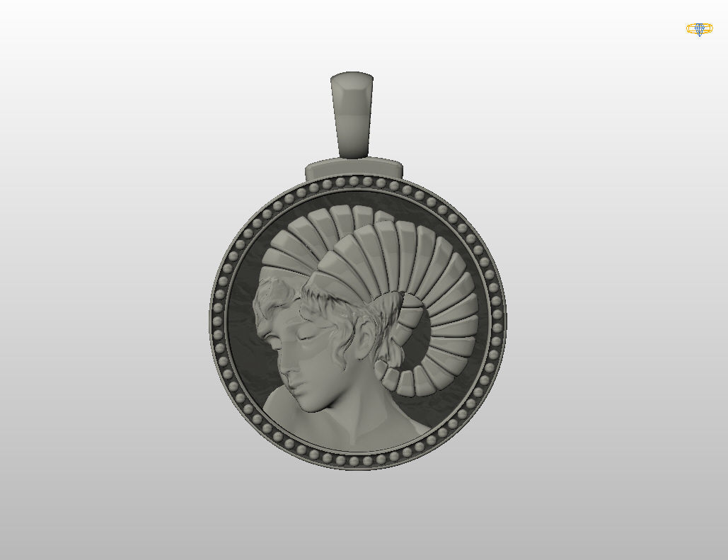 Aries Zodiac Sign Pendant 3D print model_39