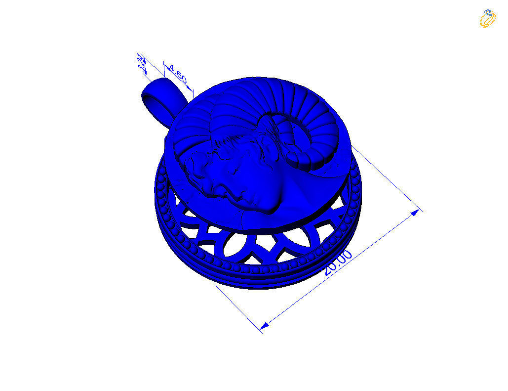 Aries Zodiac Sign Pendant 3D print model_45