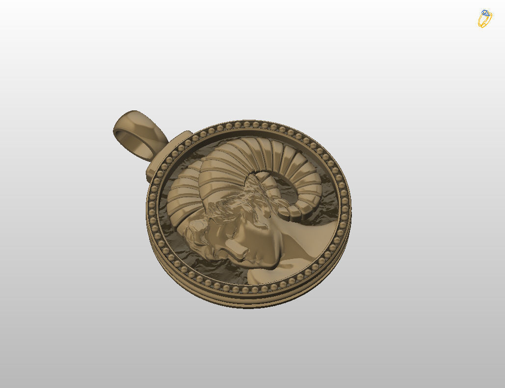 Aries Zodiac Sign Pendant 3D print model_19