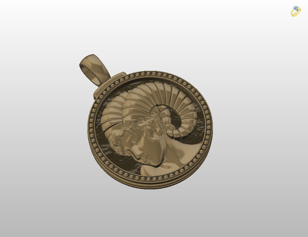 Aries Zodiac Sign Pendant 3D print model_27