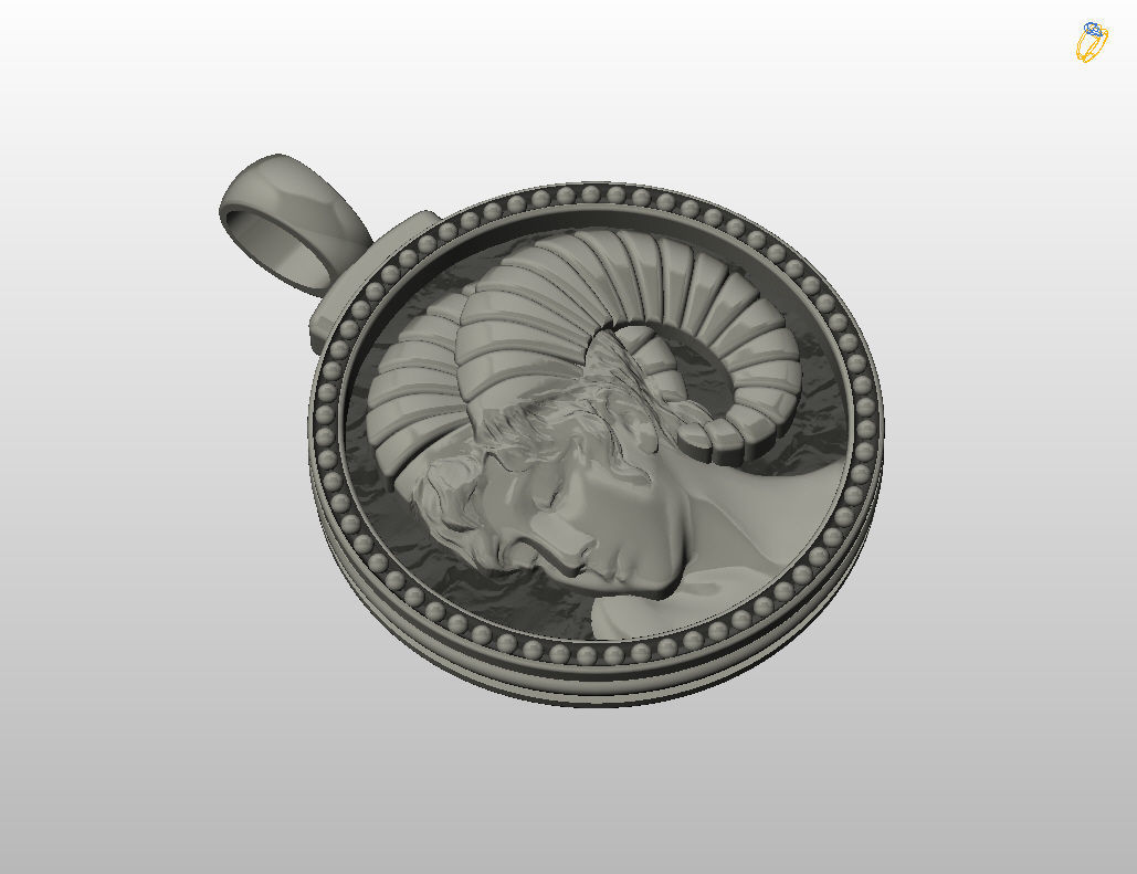 Aries Zodiac Sign Pendant 3D print model_38