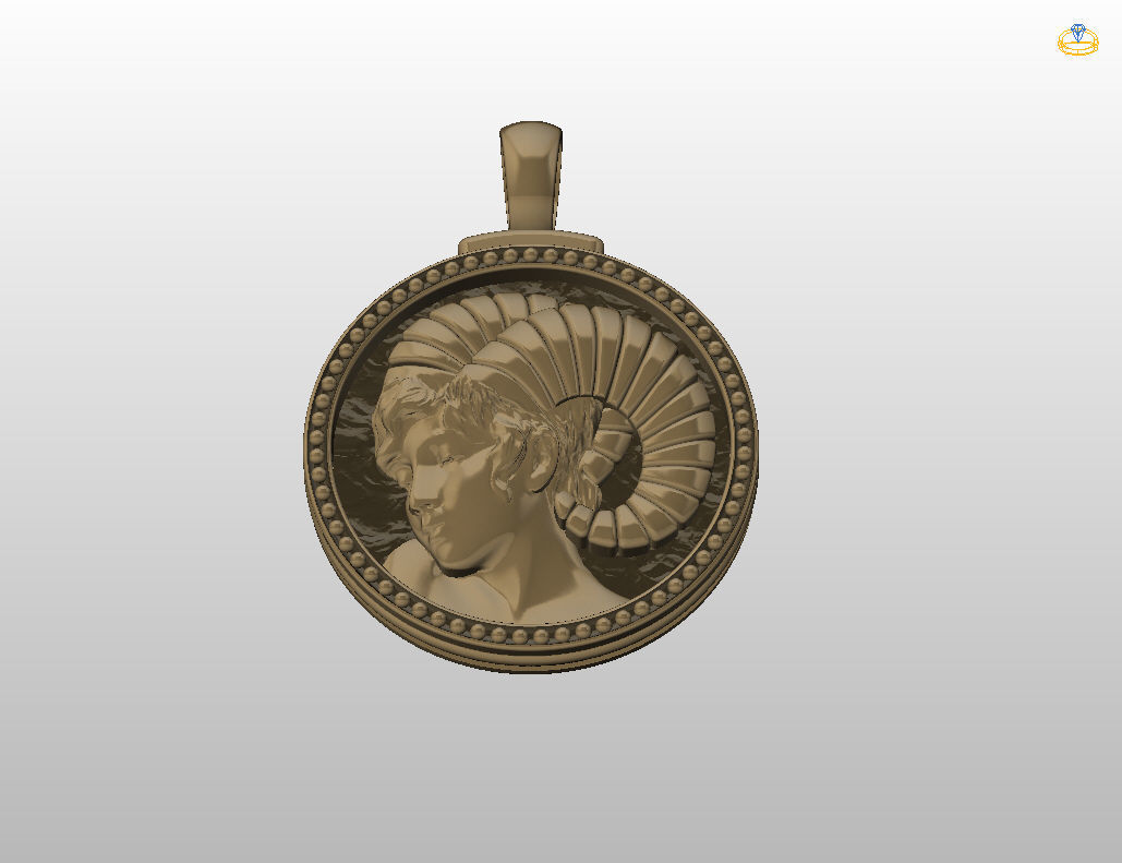 Aries Zodiac Sign Pendant 3D print model_26