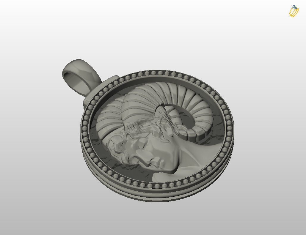 Aries Zodiac Sign Pendant 3D print model_37
