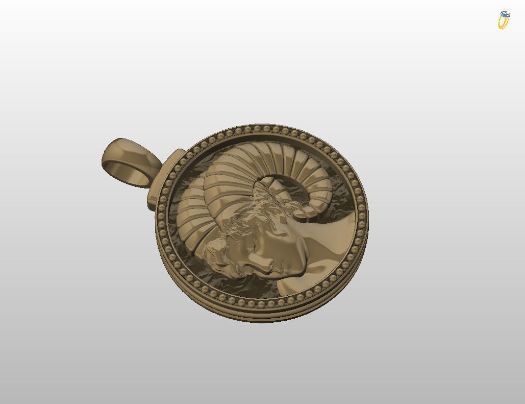 Aries Zodiac Sign Pendant 3D print model_13