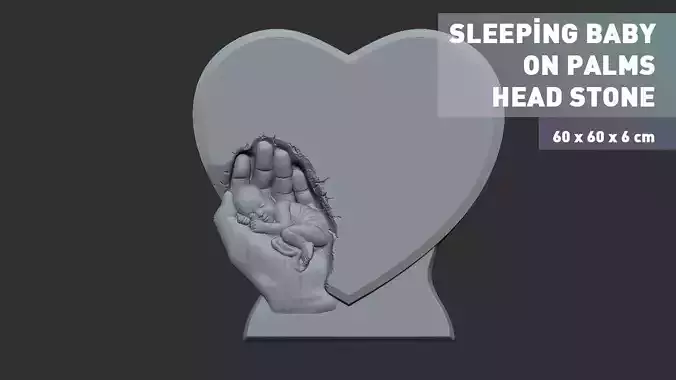 Sleeping Baby on Palms Headstone