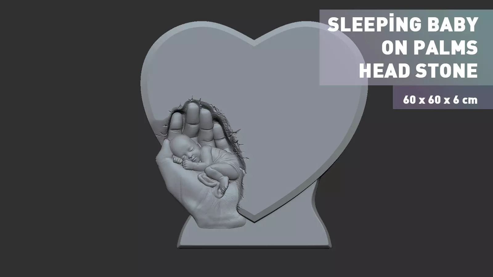 Sleeping Baby on Palms Headstone 3D print model_0