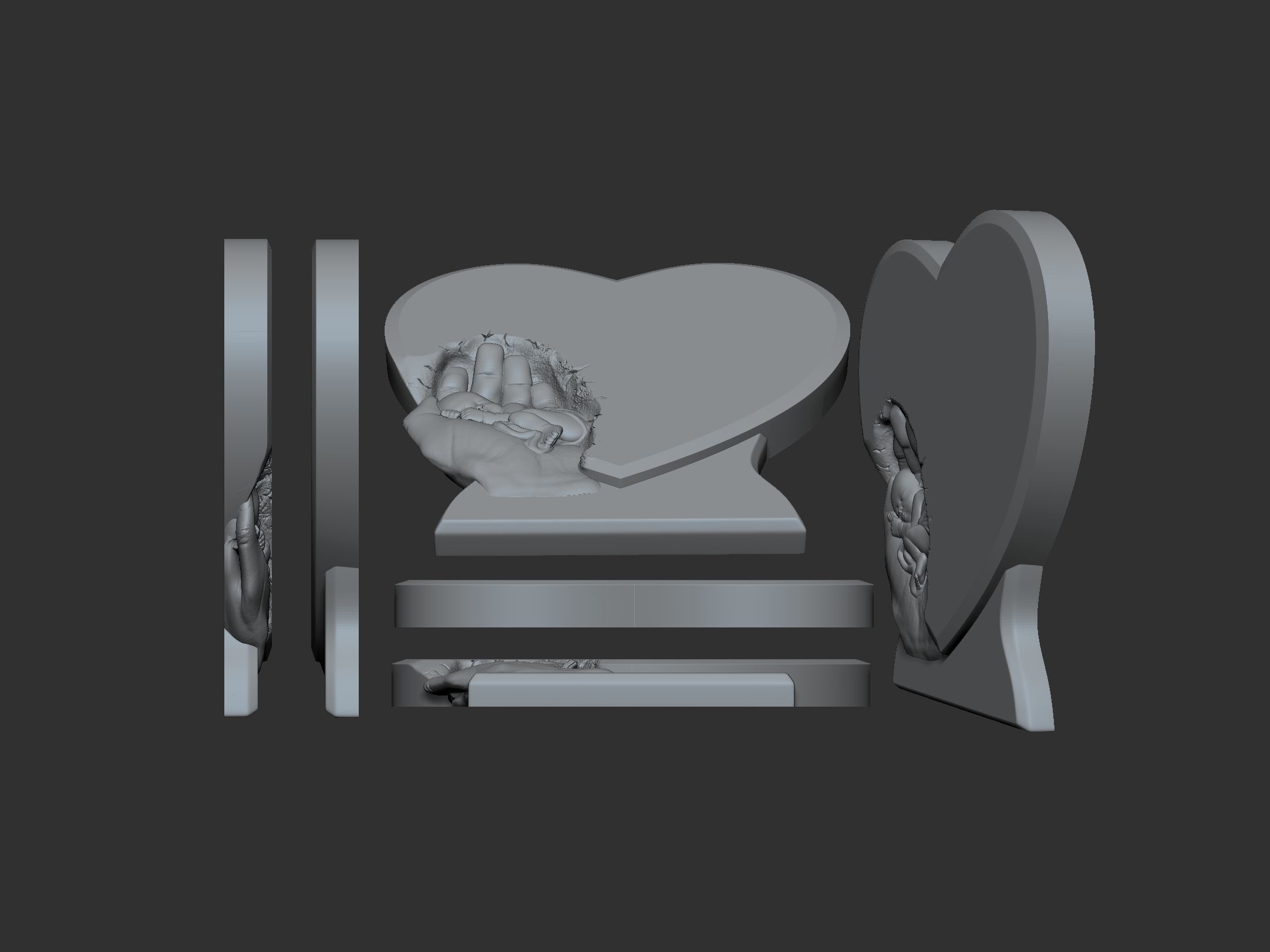 Sleeping Baby on Palms Headstone 3D print model_7