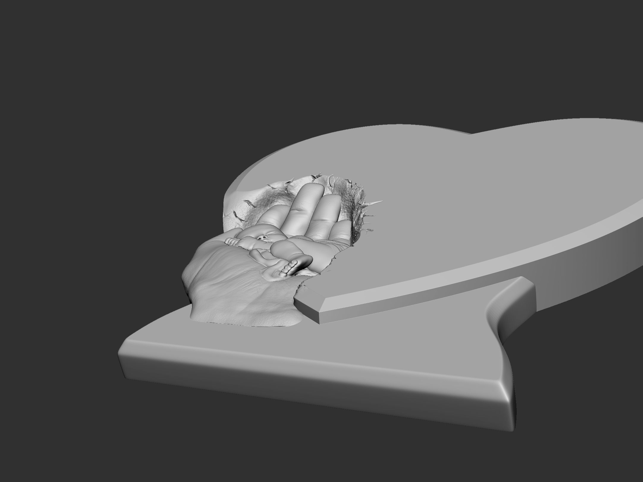 Sleeping Baby on Palms Headstone 3D print model_3