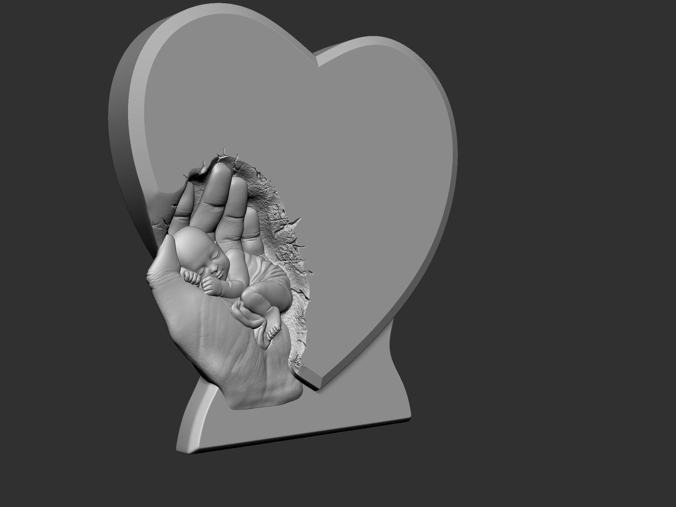Sleeping Baby on Palms Headstone 3D print model_5