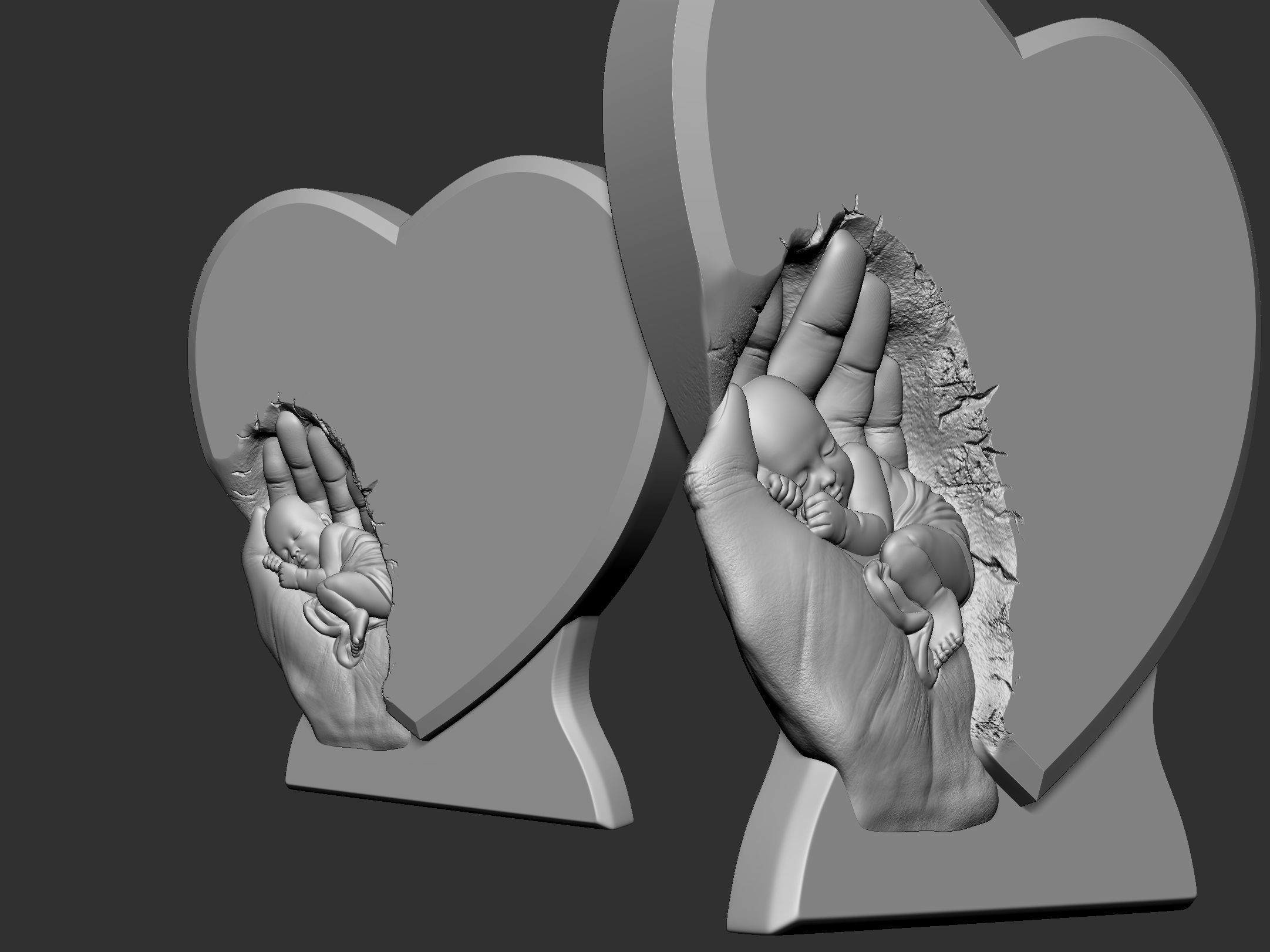 Sleeping Baby on Palms Headstone 3D print model_4